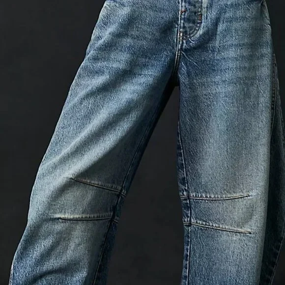 Free People We The Free Good Luck Mid-Rise Barrel Jeans Color Ultra Light Beam - Picture 5 of 5